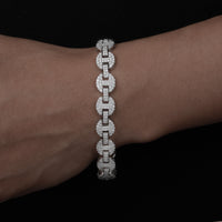 925 Silver Moissanite Iced Out Mariner Link Bracelet for Men TQB0079