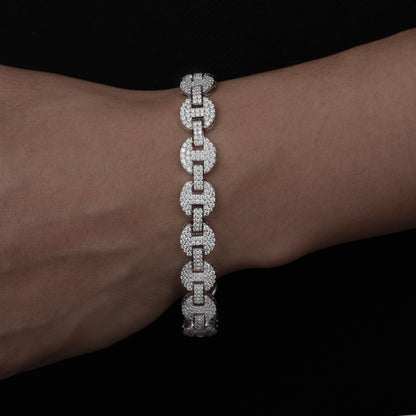925 Silver Moissanite Iced Out Mariner Link Bracelet for Men TQB0079