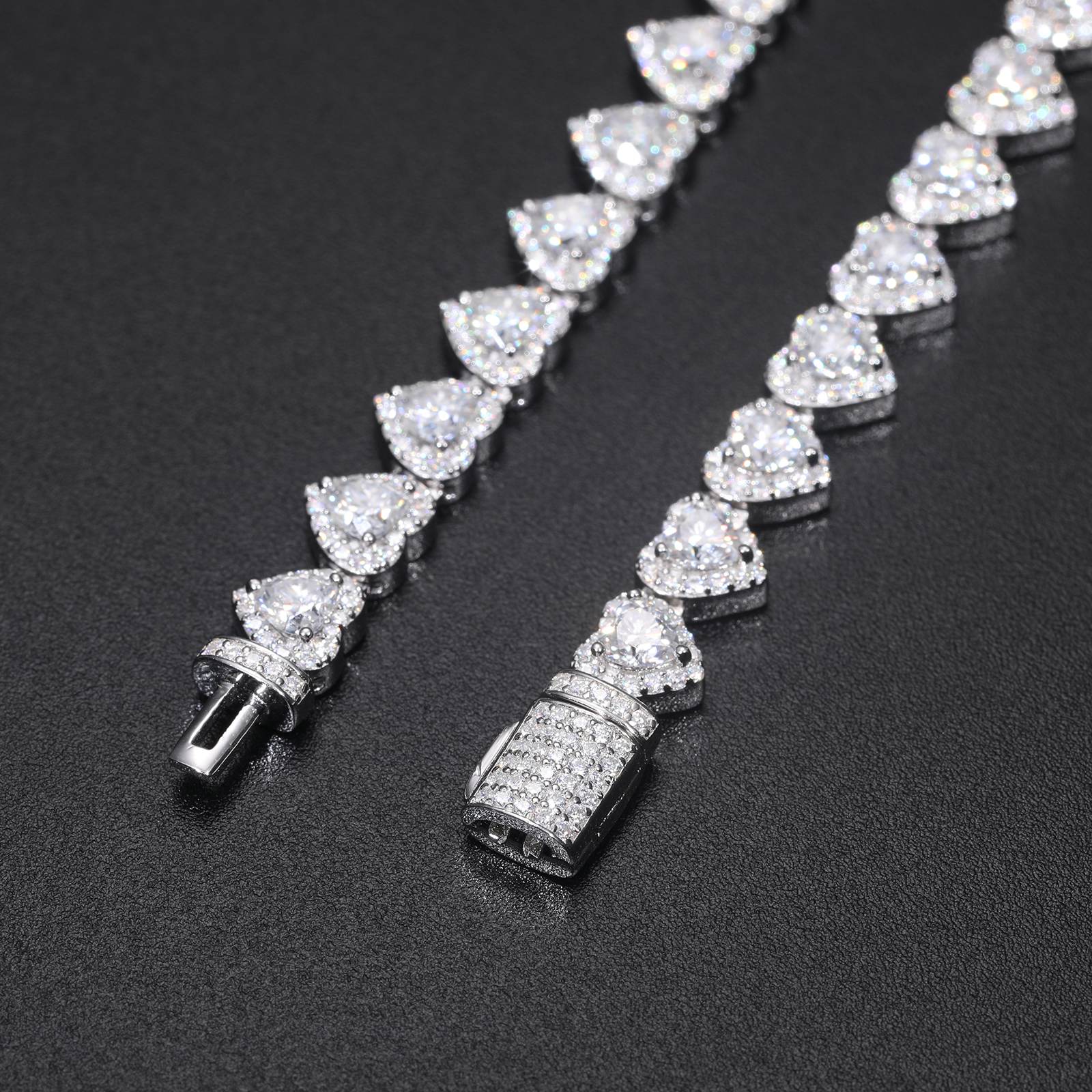 7mm S925 Heart Cut Moissanite Tennis Chain - TUHE Jewelry