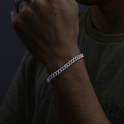 925 Silver Moissanite Iced Out Braided Link Bracelet for Men TQB0062