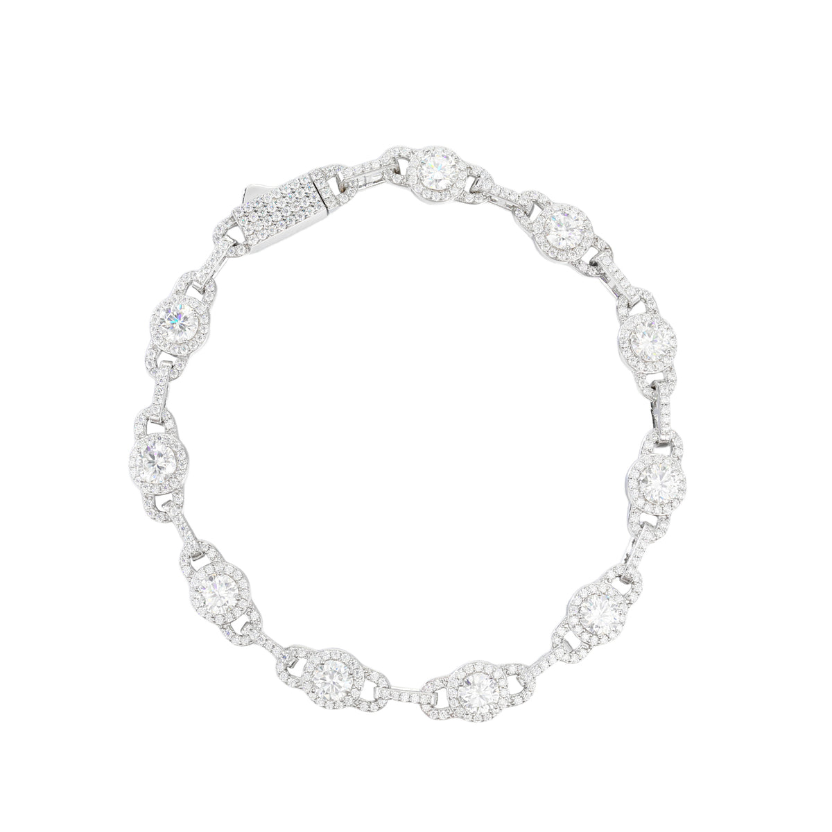 925 Silver Moissanite Round Station Tennis Bracelet TQB0253