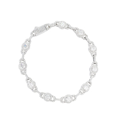 925 Silver Moissanite Round Station Tennis Bracelet TQB0253