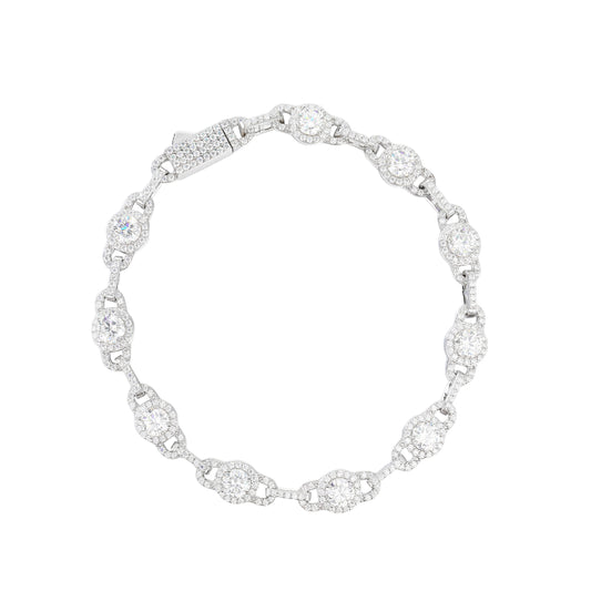 925 Silver Moissanite Round Station Tennis Bracelet TQB0253