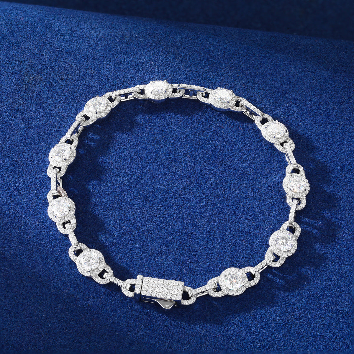 925 Silver Moissanite Round Station Tennis Bracelet TQB0253