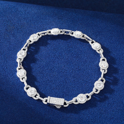 925 Silver Moissanite Round Station Tennis Bracelet TQB0253