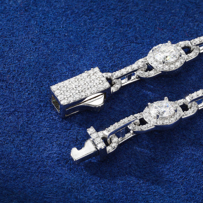 925 Silver Moissanite Round Station Tennis Bracelet TQB0253