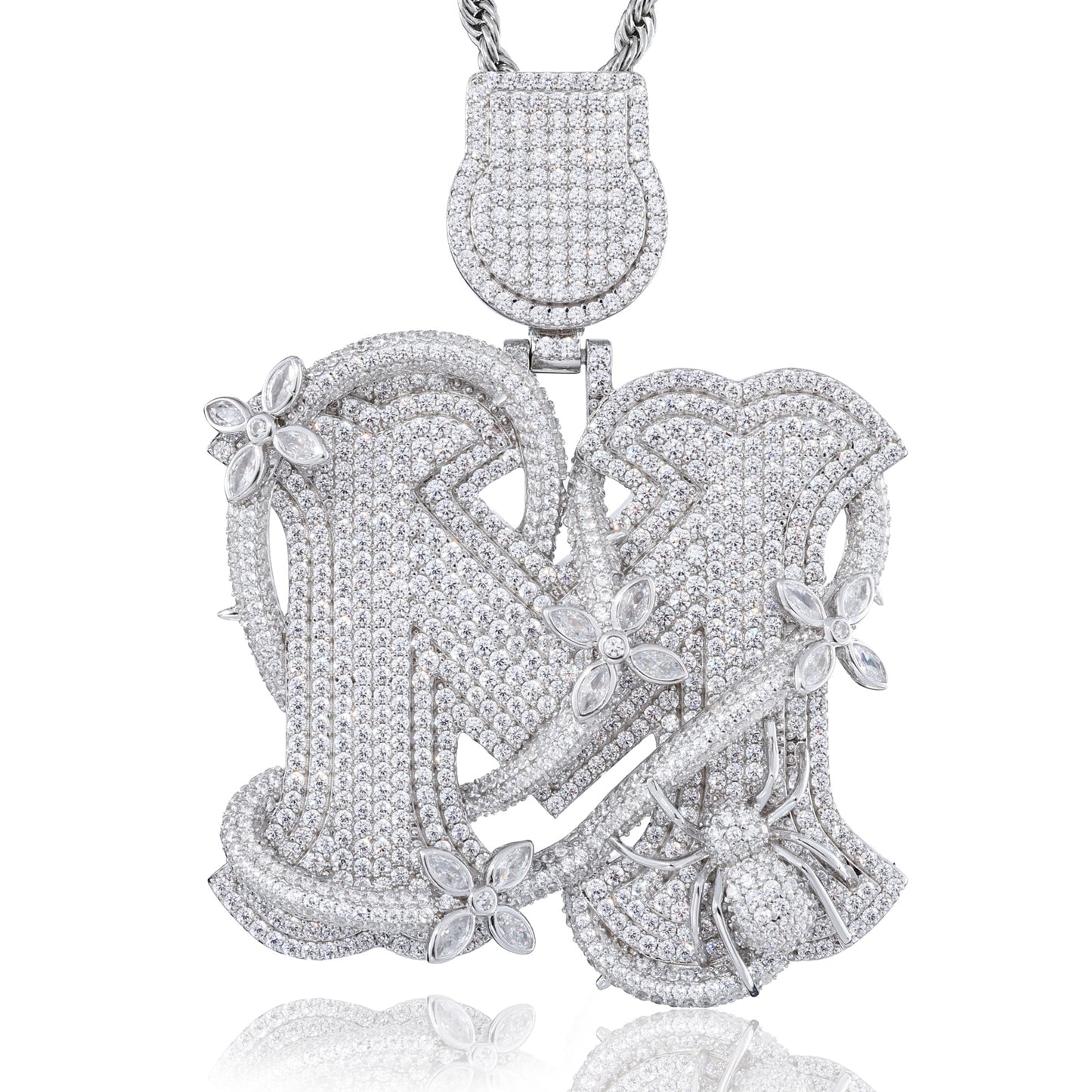 925 Silver Moissanite Iced Out M Letter Pendant TQP0918
