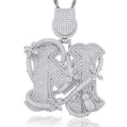 925 Silver Moissanite Iced Out M Letter Pendant TQP0918