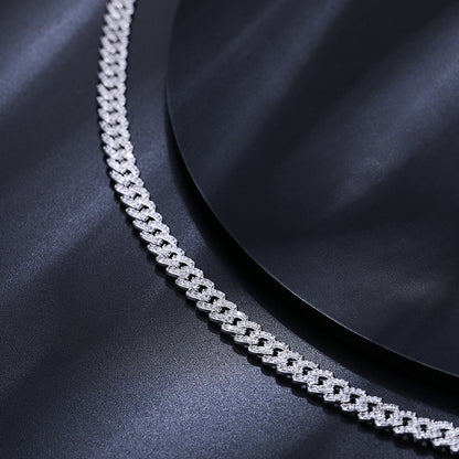 925 Silver Moissanite Iced Out Braided Link Bracelet for Men TQB0062