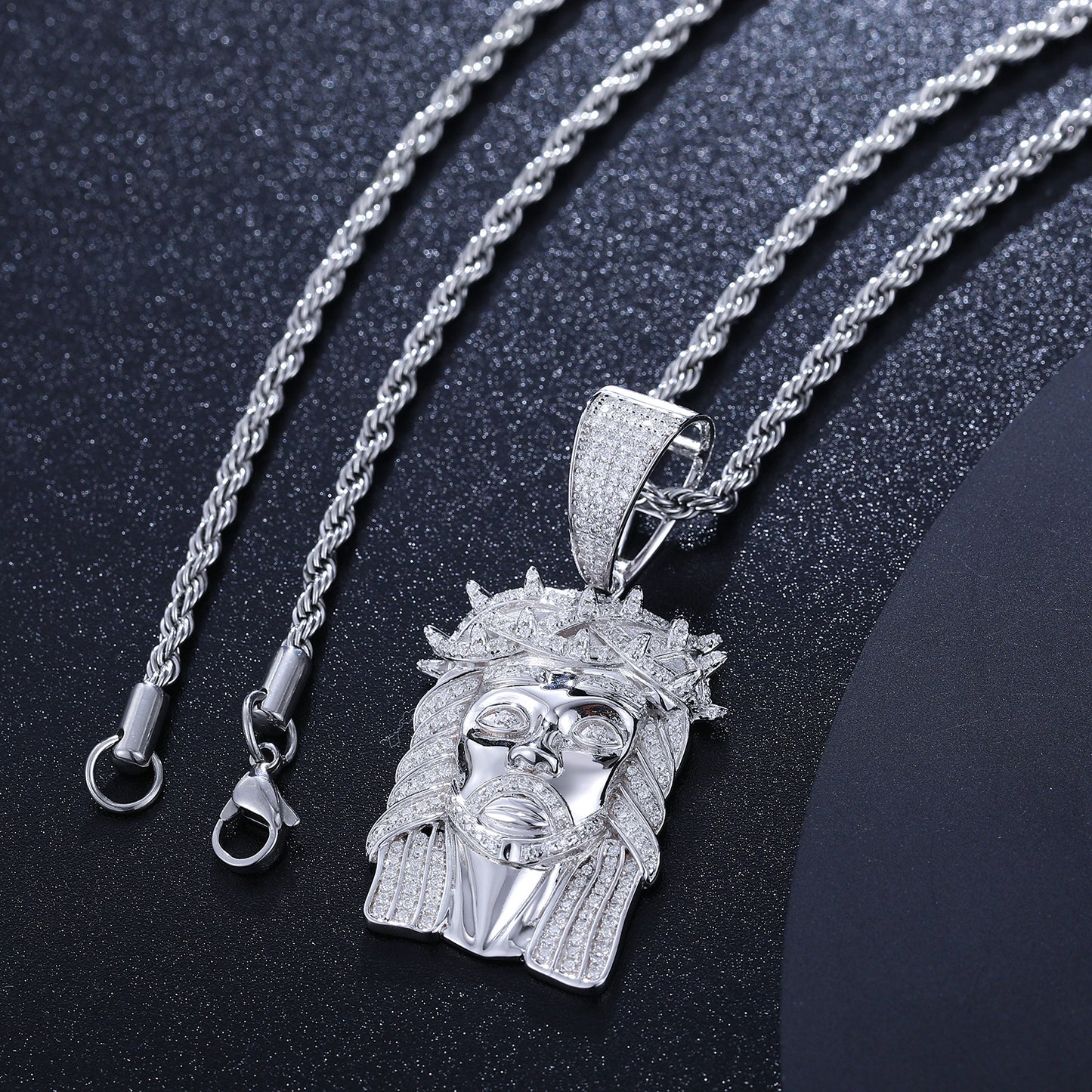 925 Silver Moissanite Iced Out Jesus Face Pendant TQP0240