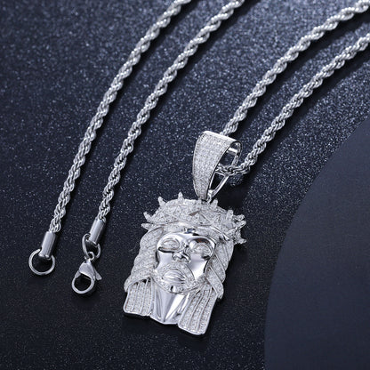 925 Silver Moissanite Iced Out Jesus Face Pendant TQP0240