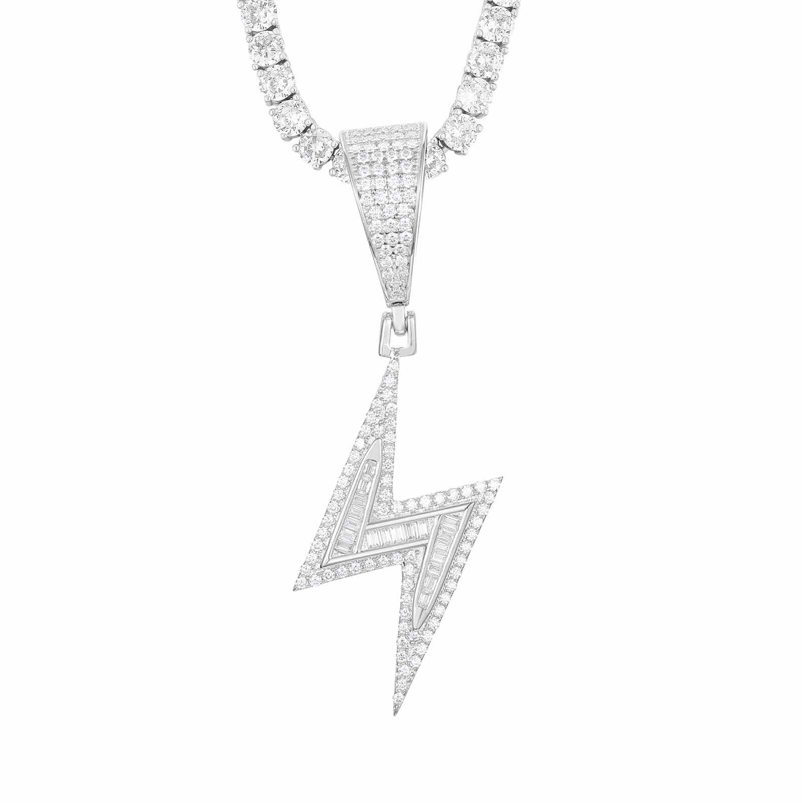 Baguette Moissanite Lightning Pendant