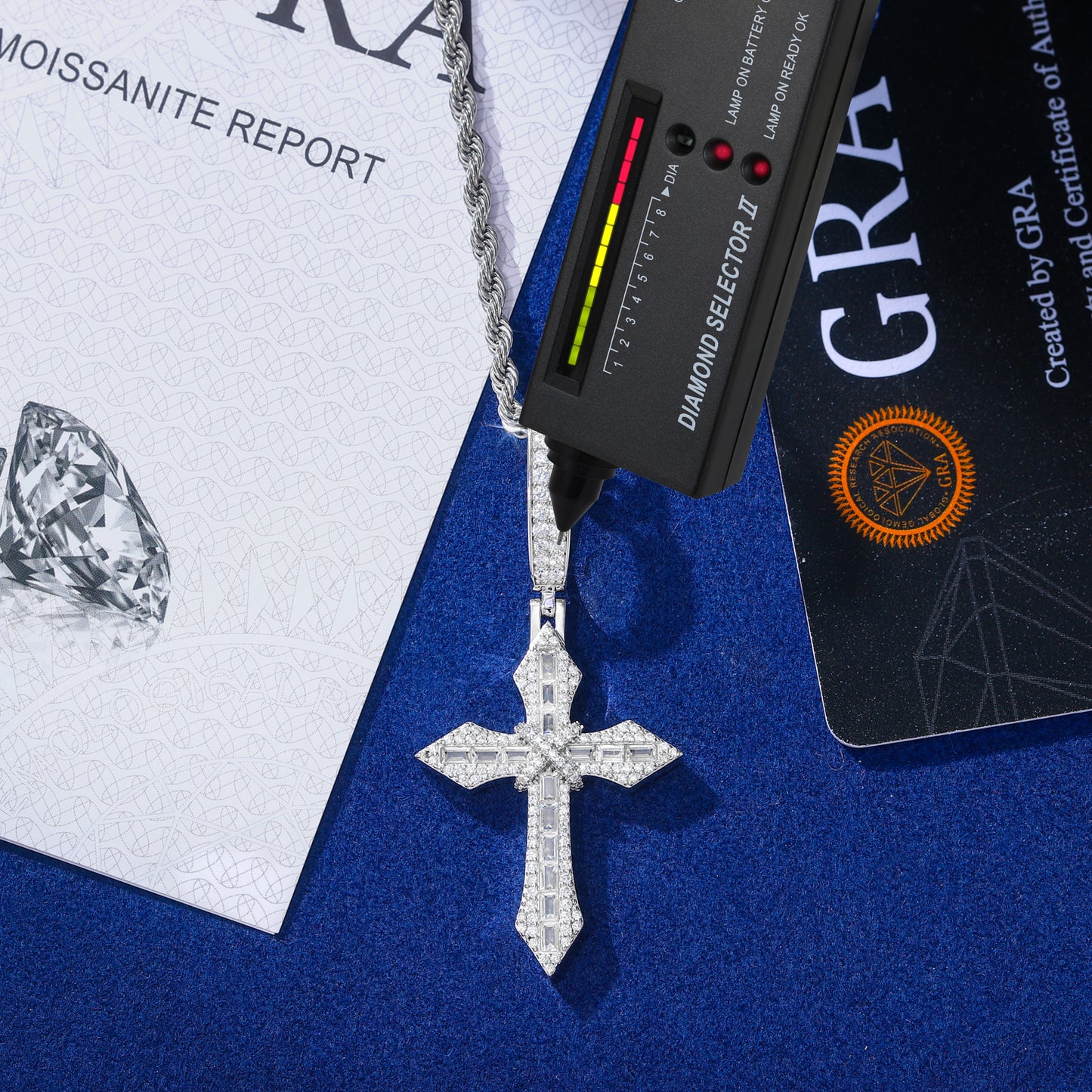 925 Silver Moissanite Fleur Cross Pendant TQP0899