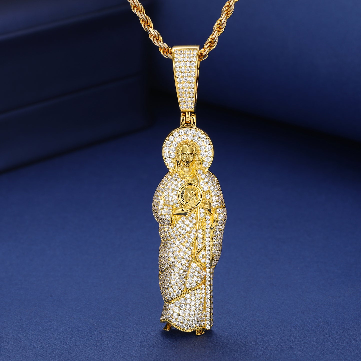 925 Silver Moissanite Saint Figure Pendant TQP0410