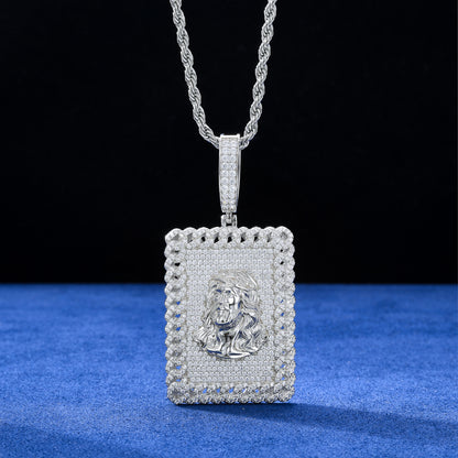 925 Silver Moissanite Portrait Plaque Pendant TQP0523