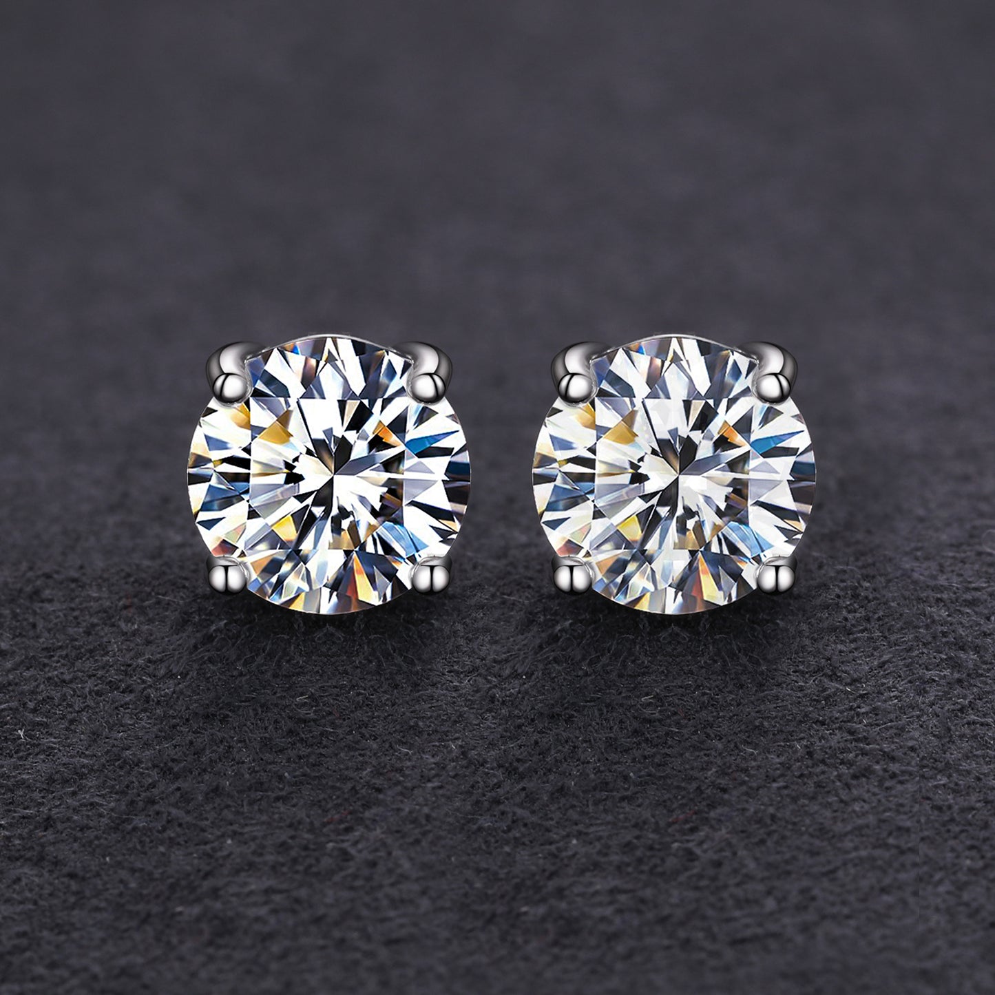 925 Silver Moissanite Round Cut Magnetic Stud Earrings TQE0206