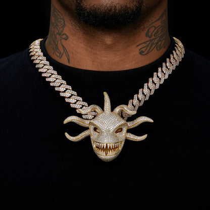 925 Silver Moissanite Oversized Monster Mask Pendant TQP0888