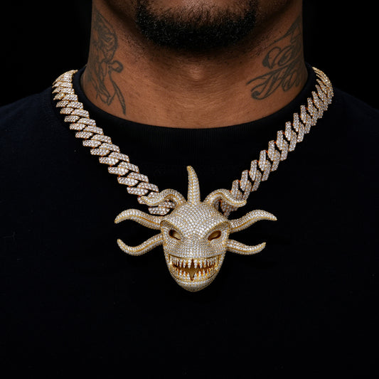 925 Silver Moissanite Oversized Monster Mask Pendant TQP0888