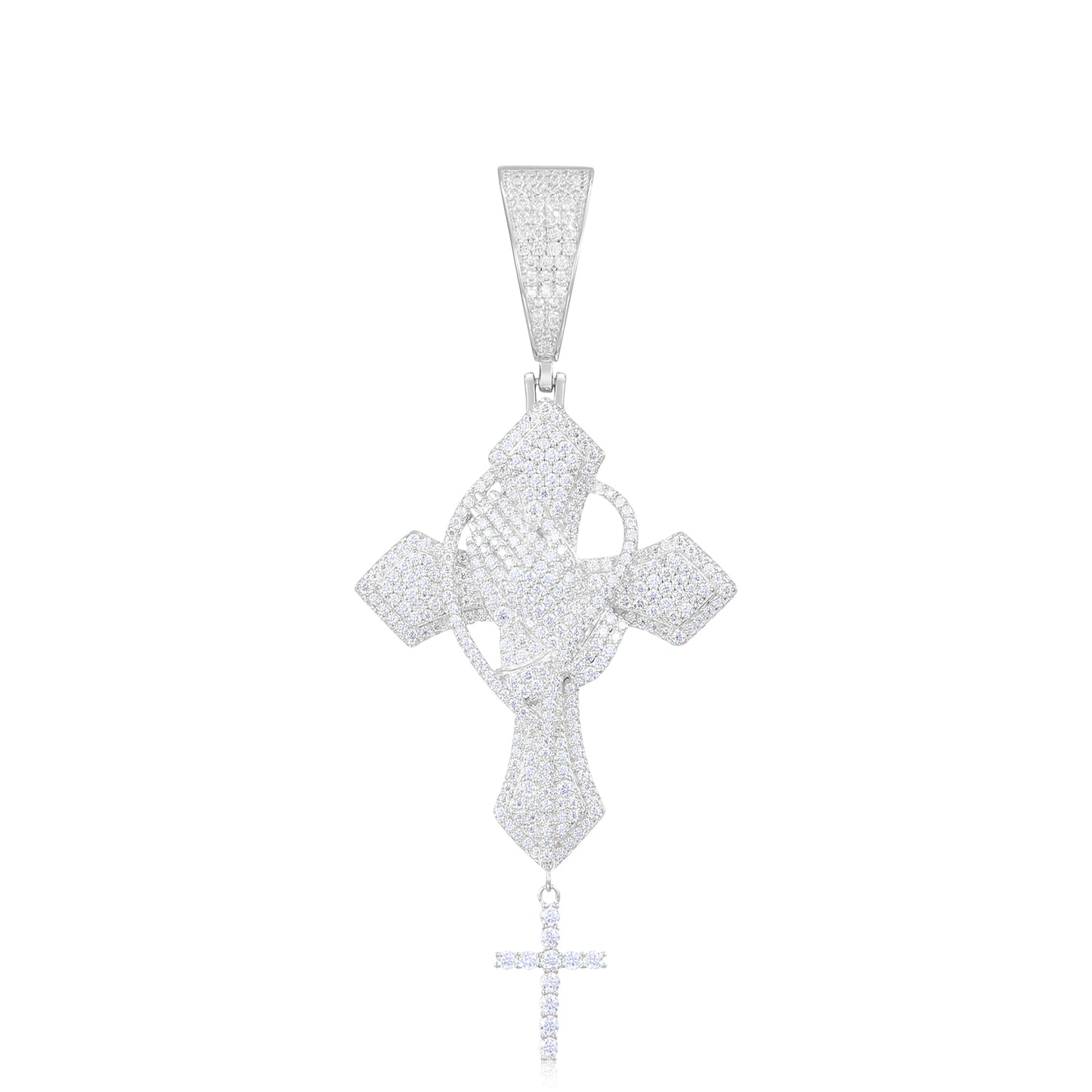 925 Silver Moissanite Cross Drop Pendant TQP0277