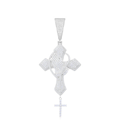 925 Silver Moissanite Cross Drop Pendant TQP0277