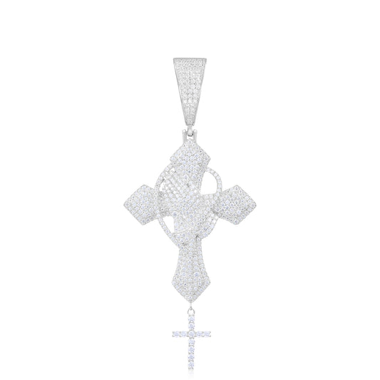 925 Silver Moissanite Cross Drop Pendant TQP0277