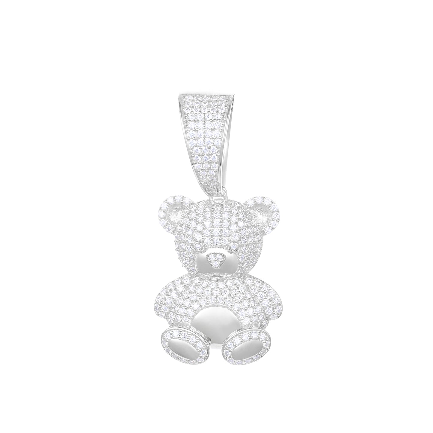 925 Silver Moissanite Crown Bear Pendant TQP0294
