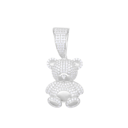 925 Silver Moissanite Crown Bear Pendant TQP0294