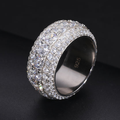925 Silver Moissanite Blue Green Eternity Band Ring TQR0424