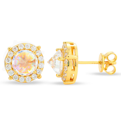 925 Silver Moissanite Cushion Cut Halo Stud Earrings TQE0579
