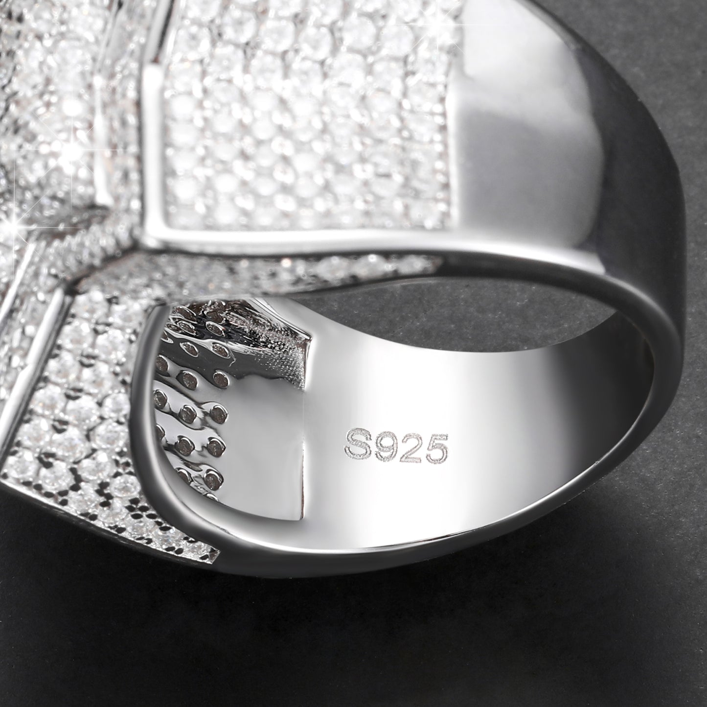 925 Silver Moissanite Pave Star Statement Ring TQR0046