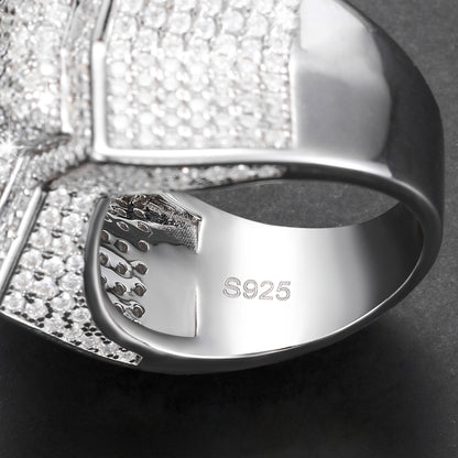 925 Silver Moissanite Pave Star Statement Ring TQR0046
