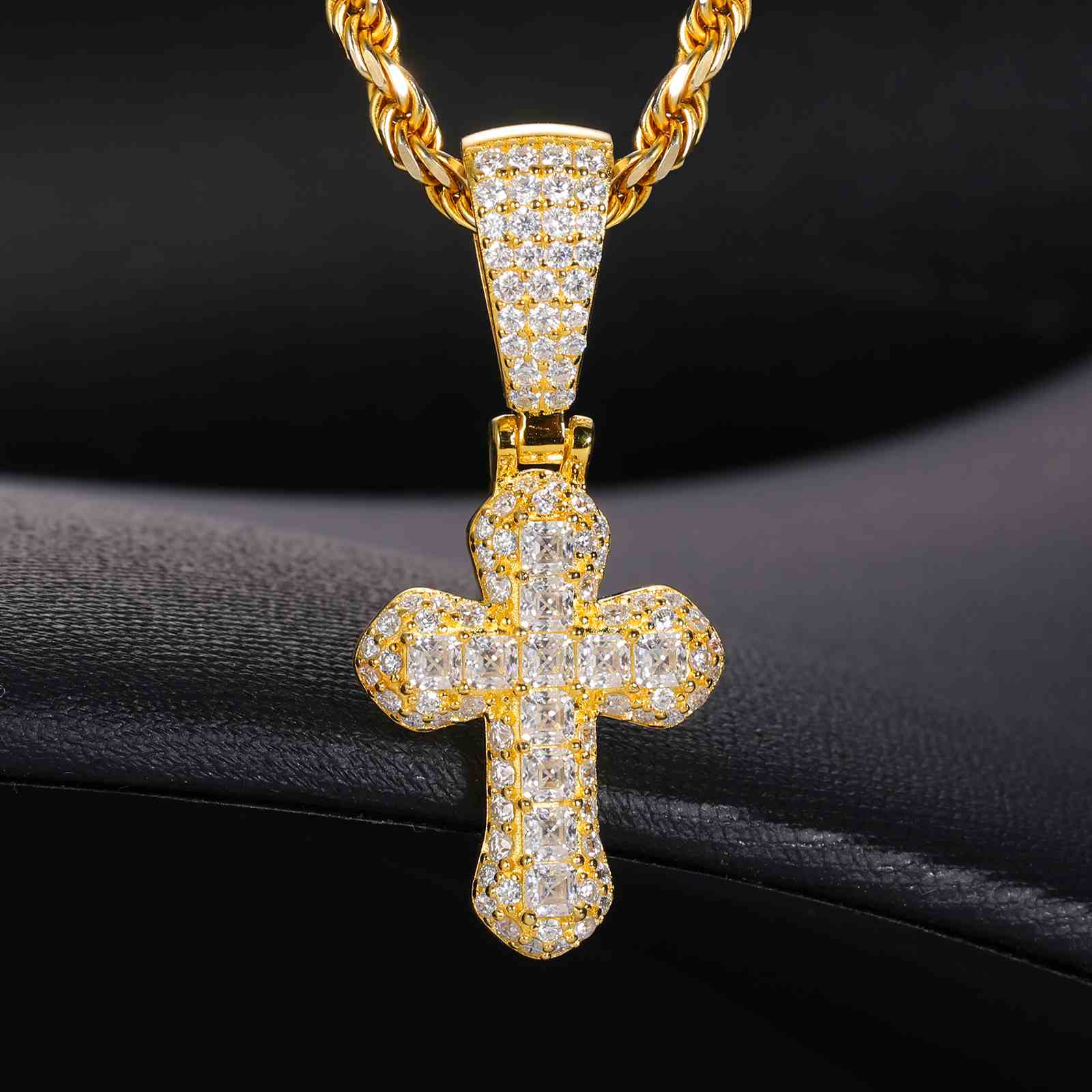 Micro Asscher Cut Cross Pendant