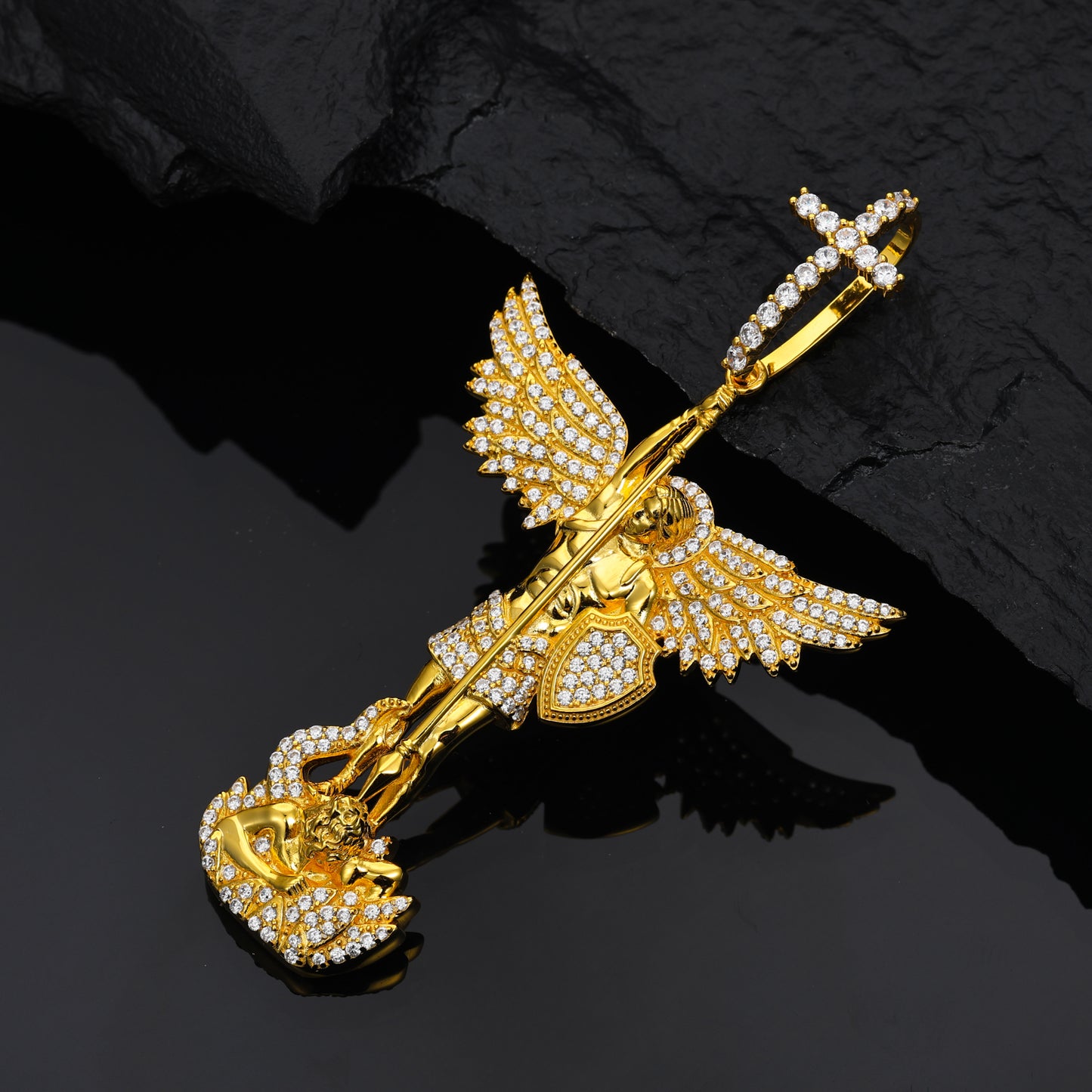 925 Silver Moissanite Warrior Angel Pendant TQP0531