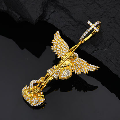 925 Silver Moissanite Warrior Angel Pendant TQP0531
