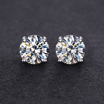 925 Silver Moissanite Oval Halo Magnetic Earrings TQE0205