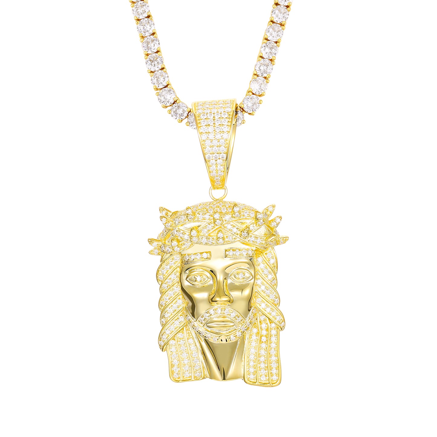 925 Silver Moissanite Iced Out Jesus Face Pendant TQP0240
