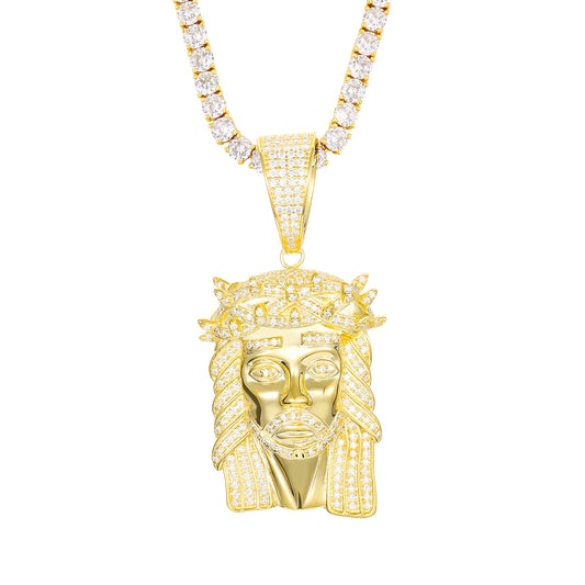925 Silver Moissanite Iced Out Jesus Face Pendant TQP0240