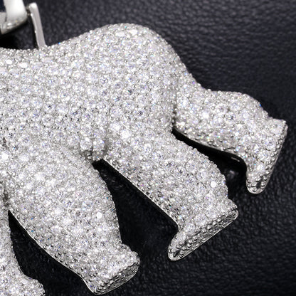 925 Silver Moissanite Iced Out Gorilla Pendant TQP0194