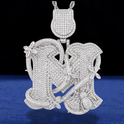 925 Silver Moissanite Iced Out M Letter Pendant TQP0918