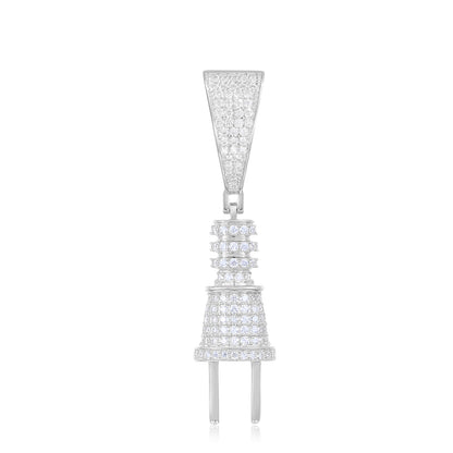 925 Silver Moissanite Power Plug Pendant TQP0284