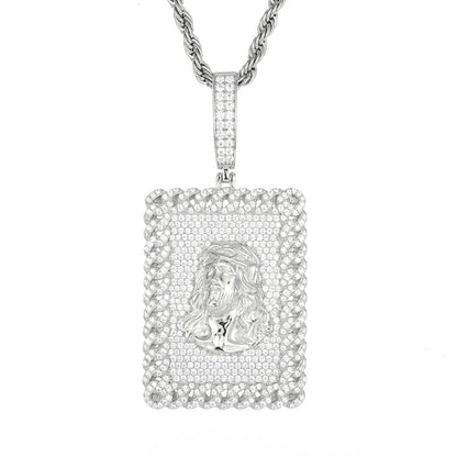 925 Silver Moissanite Portrait Plaque Pendant TQP0523