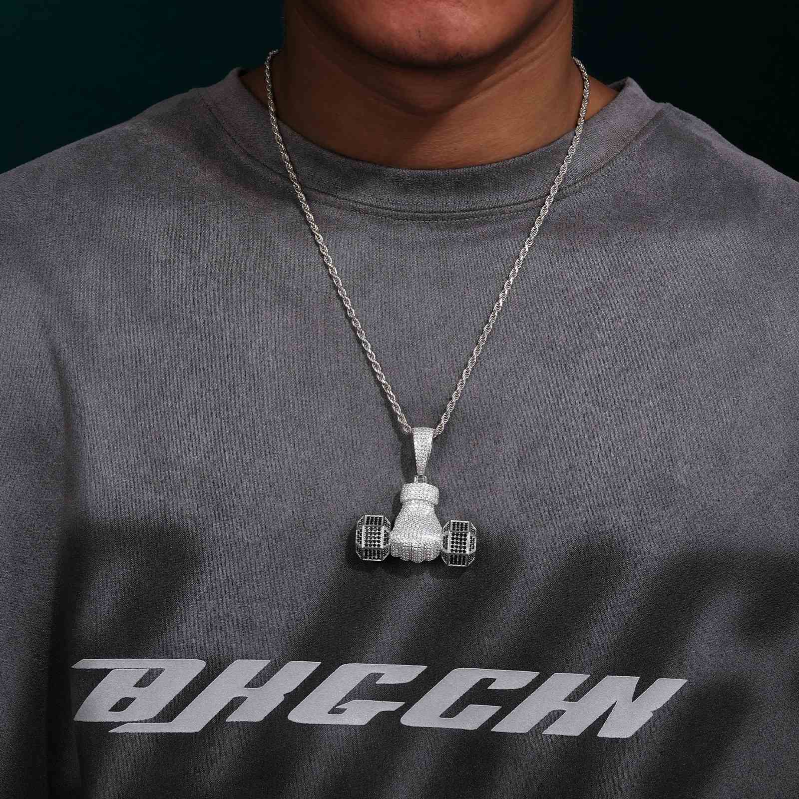 Iced Out Dumbbell Pendant