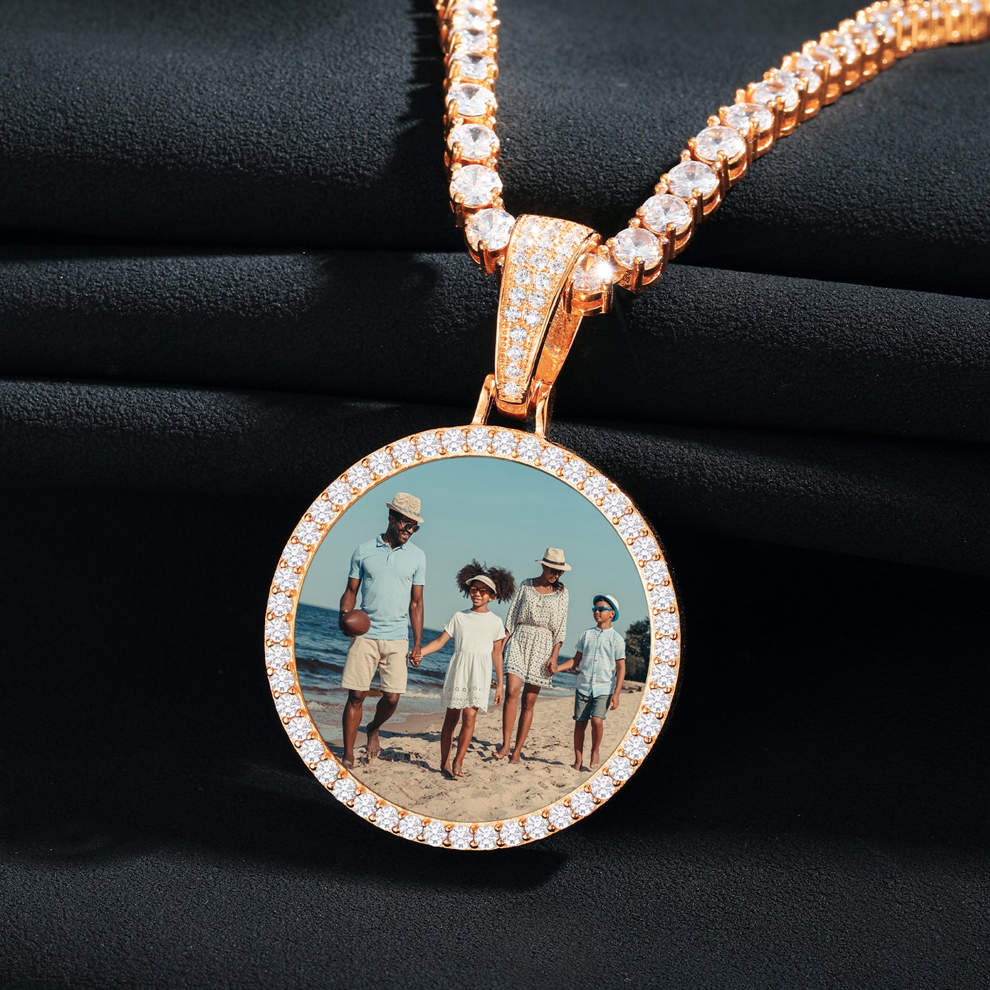 925 Silver Moissanite Iced Out Custom Photo Pendant TQP0082