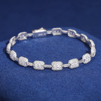 925 Silver Moissanite Gold Finish Cushion Station Bracelet TQB0143