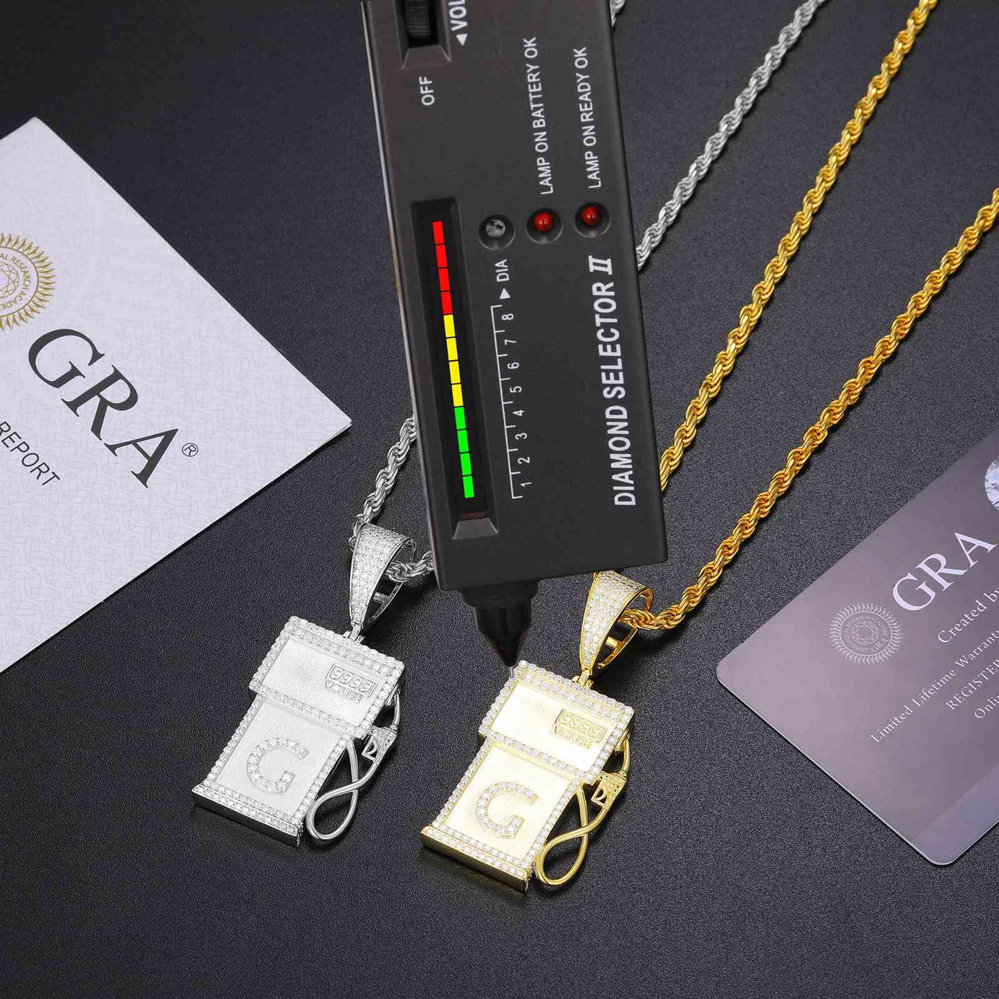 （In stock）Mens 925 Silver Moissanite G Letter Pendant TQP0001