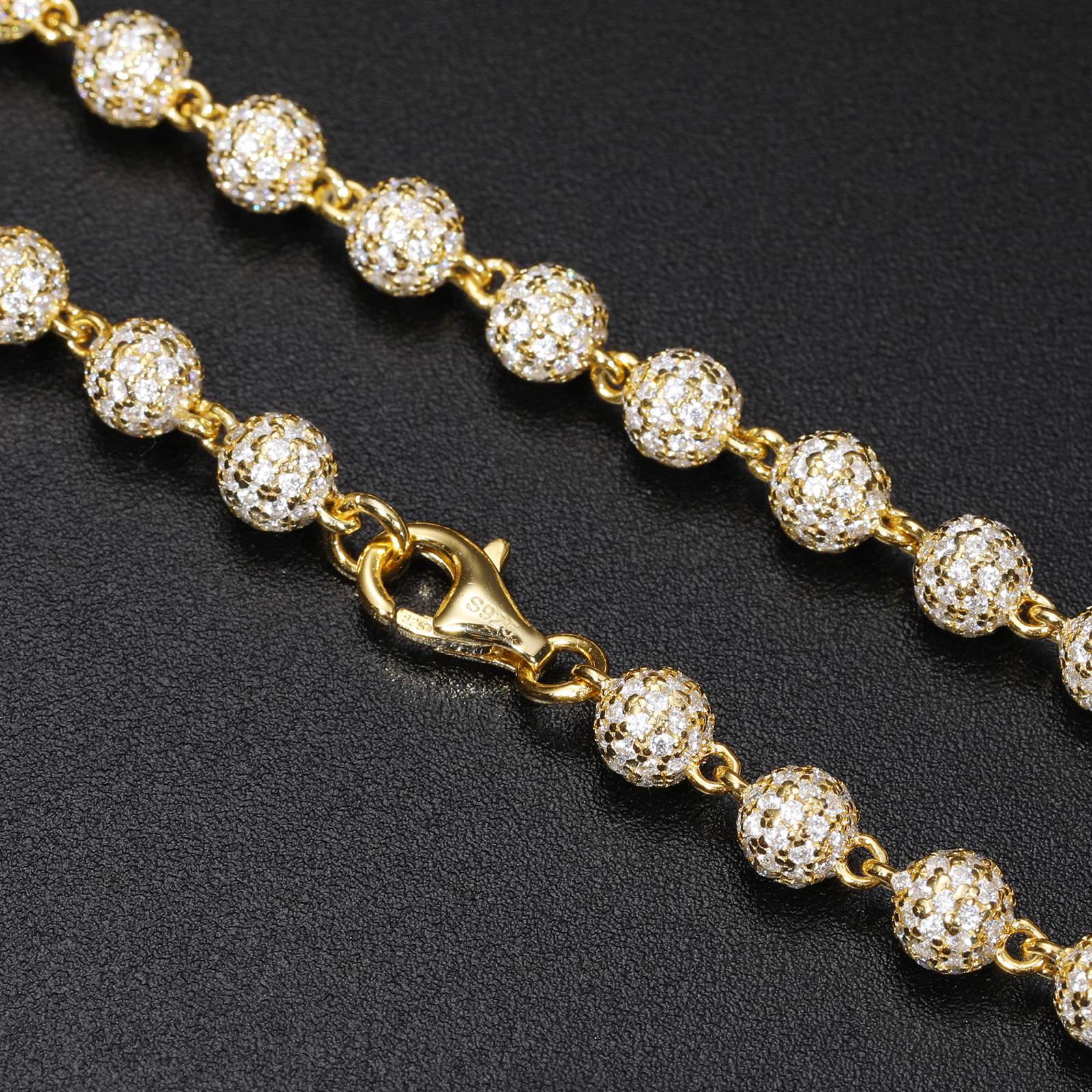 5mm S925 Micro Moissanite Iced Bead Link Chain - TUHE Jewelry