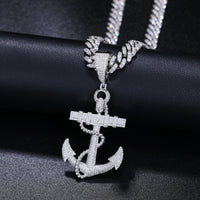 925 Silver Moissanite Nautical Anchor Pendant TQP0250