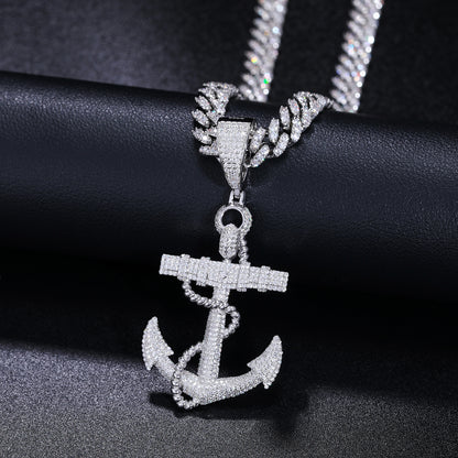 925 Silver Moissanite Nautical Anchor Pendant TQP0250
