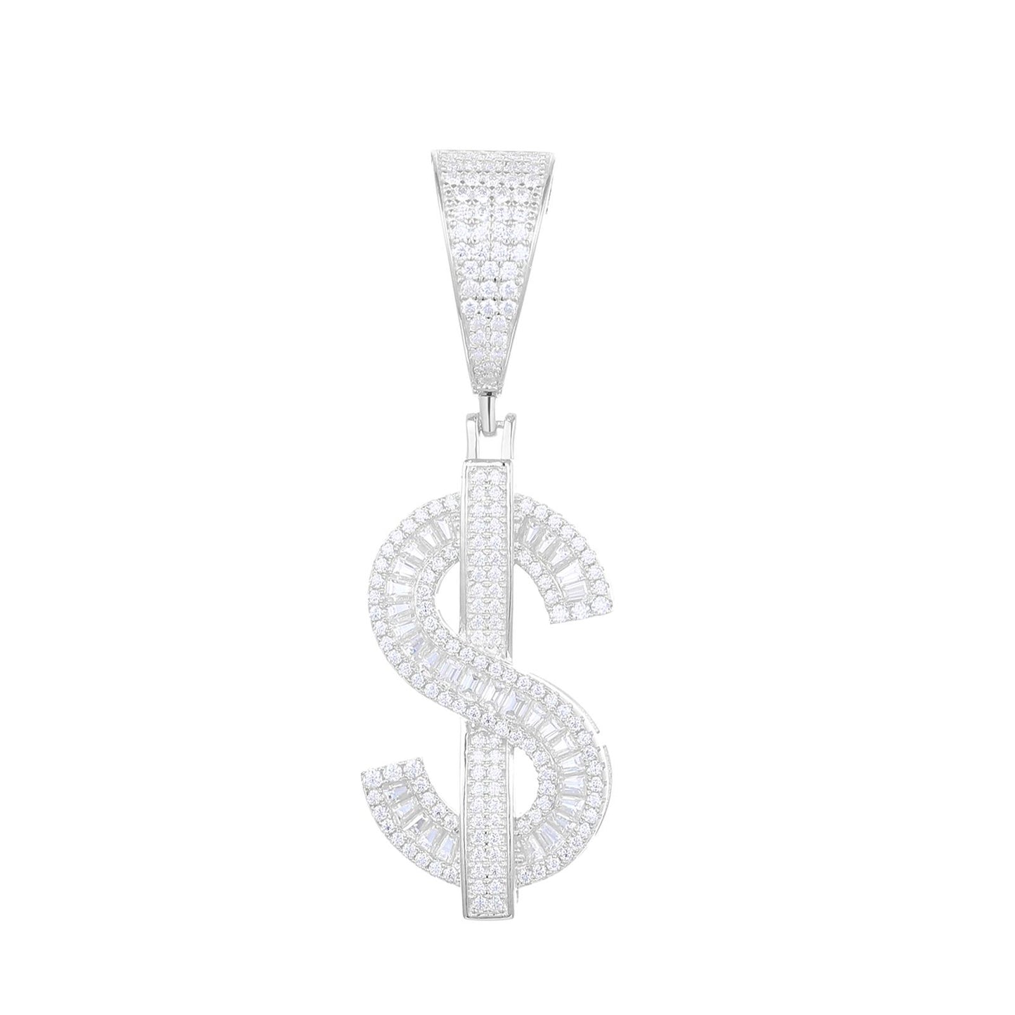 925 Silver Moissanite Dollar Sign Pendant TQP0287