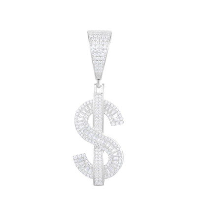 925 Silver Moissanite Dollar Sign Pendant TQP0287